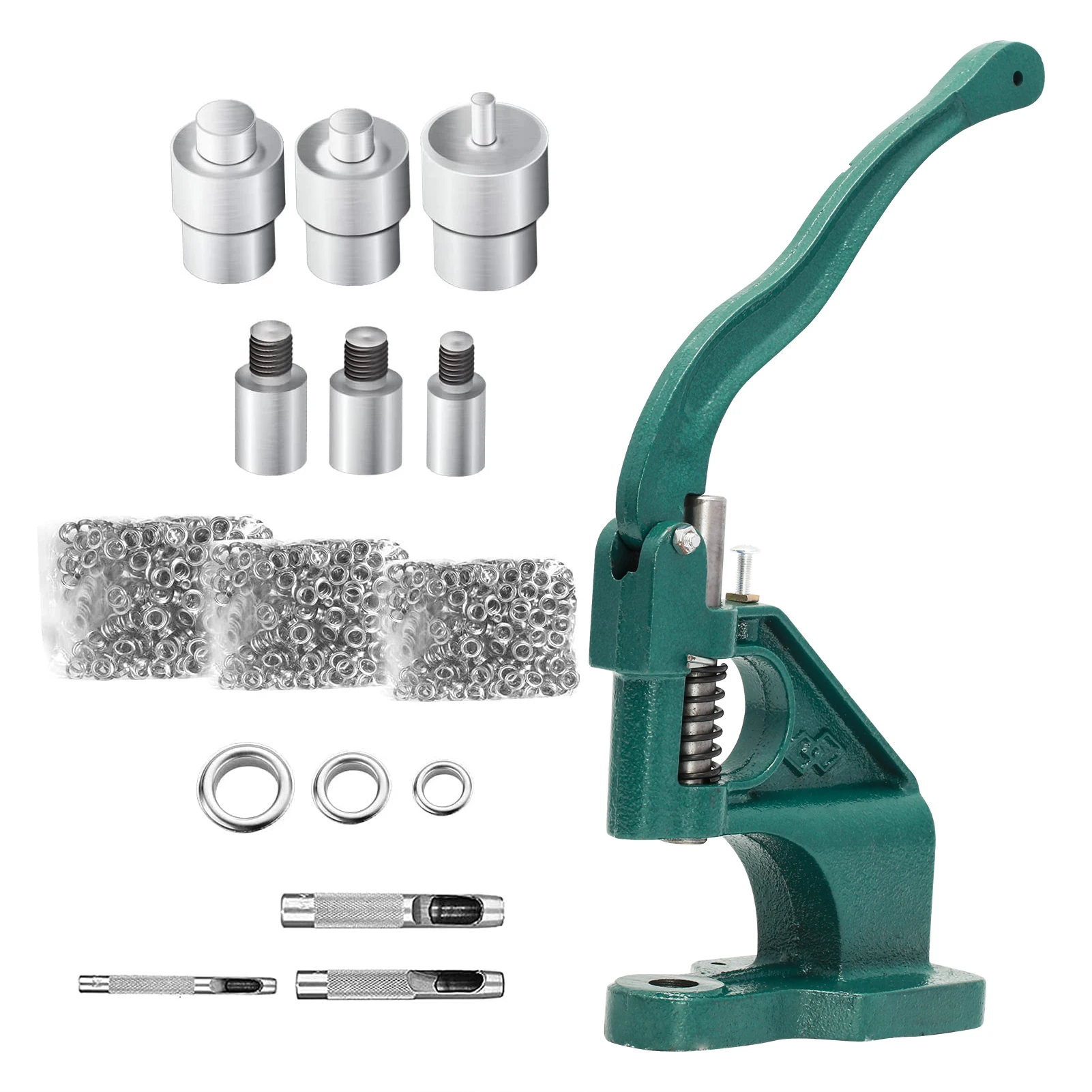 Machine à œillets manuelle DIY 1 pièce avec 3 matrices et 1500 œillets 6/10/12 mm, machine à fabriquer des boutons avec fournitures
