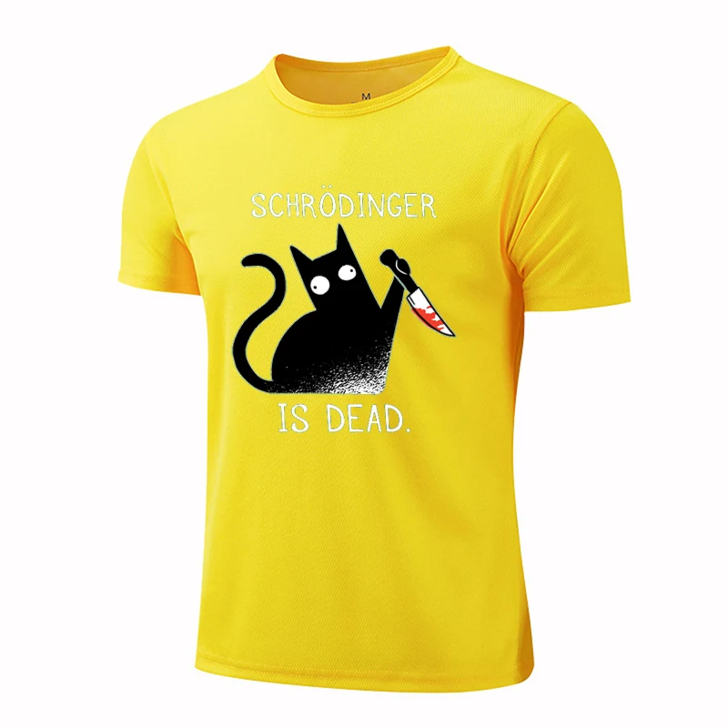 Schrodinger Is Dead Black Cat Fashion Soft T-Shirt Man High Quality T-Shirts Oversized T Shirts Fibre Short Sleeve Street Tops