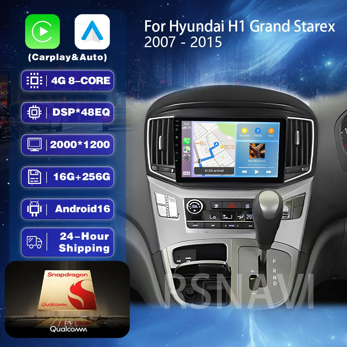 Qualcomm Android 16 Player für Hyundai H1 Grand Starex i800 TQ 2007 - 2015 Carplay Auto-Bildschirm Autoradio Multimedia WIFI+4G DSP