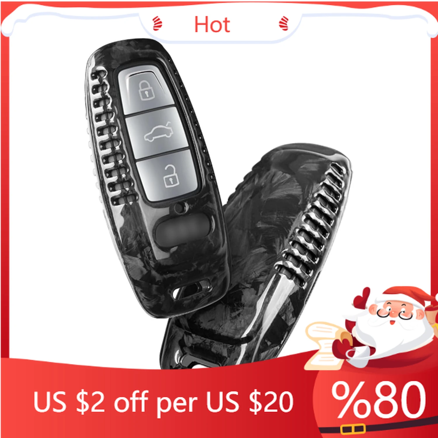 

Hot for Audi Key Fob Cover, Carbon Fiber Key Case Key Shell for A3 A6-A8 E-Tron S3 RS6-7 Q8 SQ7-8 Car Accessor Interior Stickers