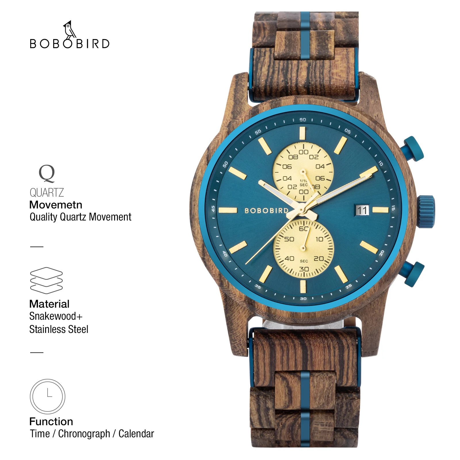 BOBOBIRD Watches For Man Handmade Wooden Watch New Upgraded Waterproof Structure Stainless Steel Reinforced Raw Ear Structure