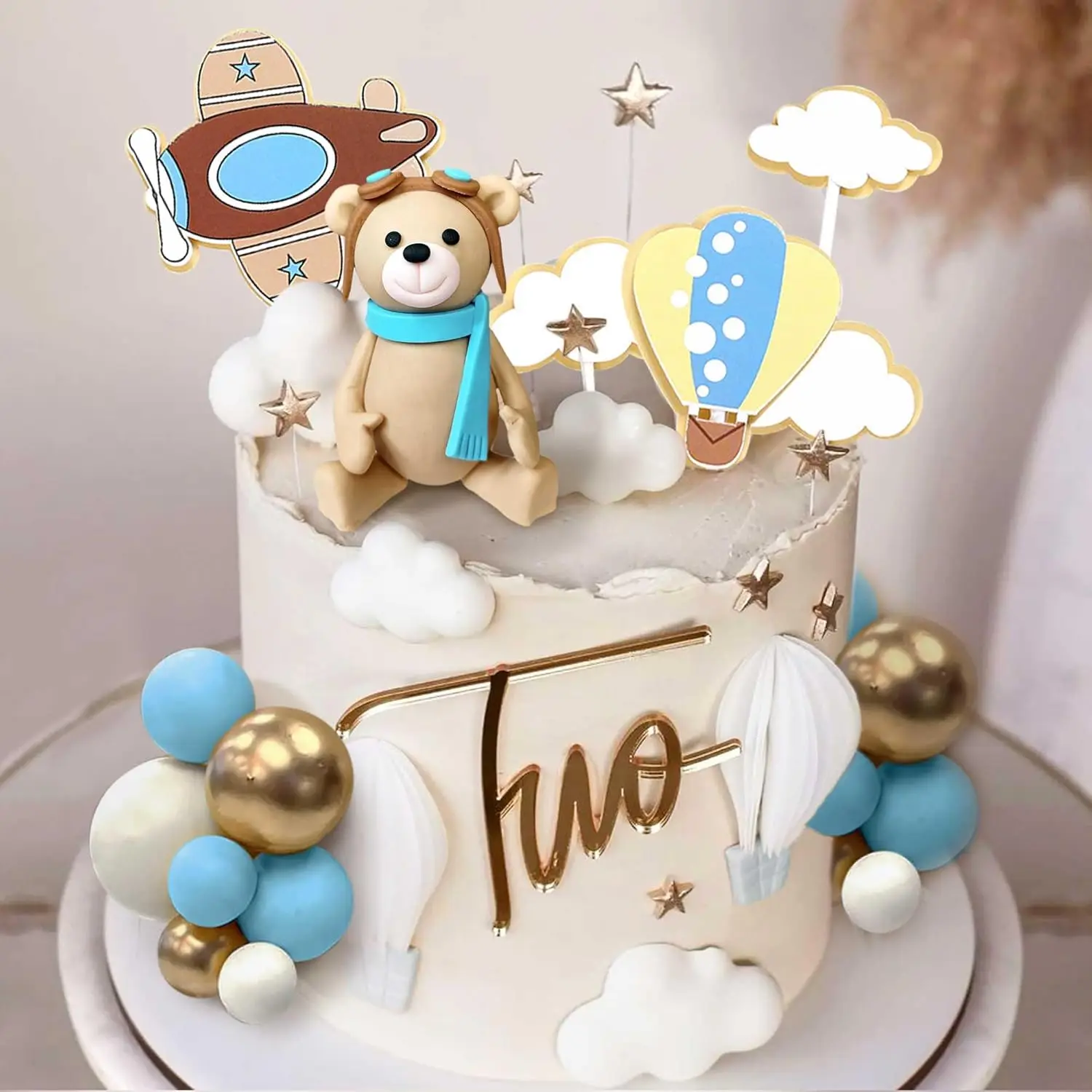 طائرة كعكة توبر الدب كعكة توبر لزمن الذباب 1st زينة عيد ميلاد الطائرة عيد ميلاد الطفل زينة الحمام