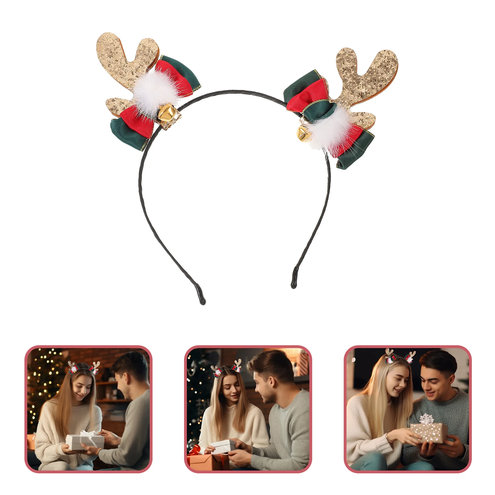 

Christmas Headband Antler Hair Band Fabric Metal Material Lightweight Xmas Festival Cosplay Party Hair Accessory