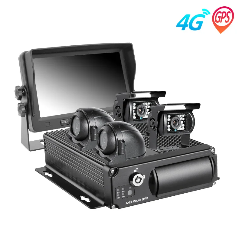 H.264 4CH مركبة إدخال الفيديو/الصوت AHD موبايل Dvr مع شبكة 4G GPS CCTV المراقبة عن بعد في الوقت الحقيقي 4 كاميرا سيارة Mdvr أطقم