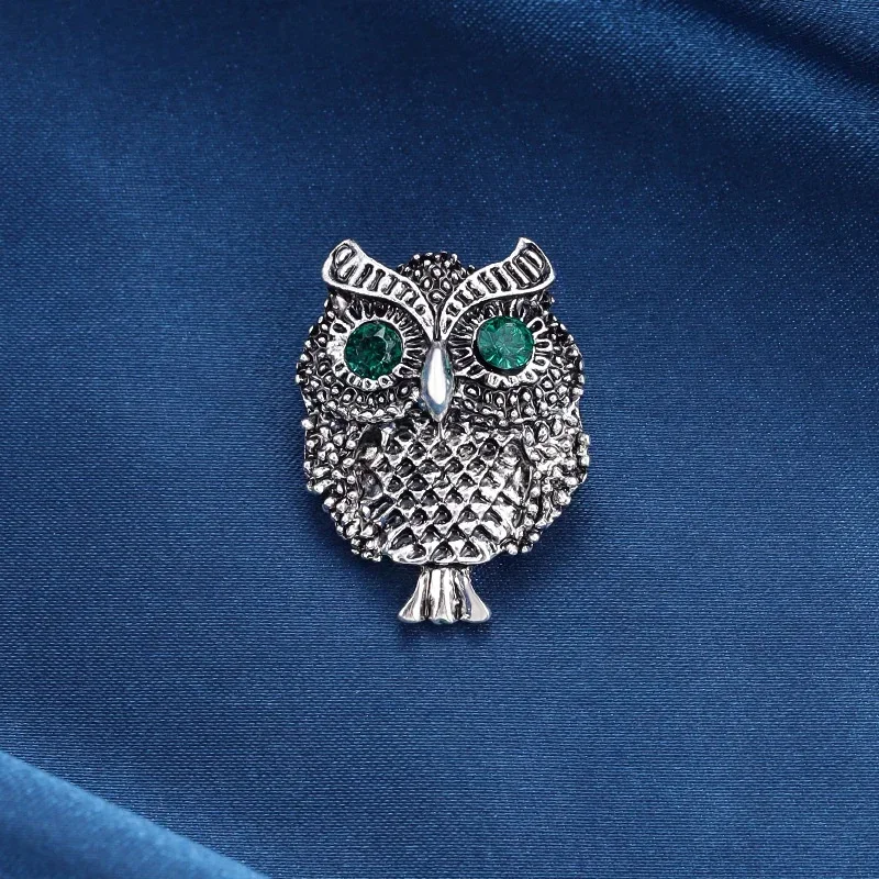 Women Men Owl Brooch Enamel Rhinestone Animal Pin Party Jewelry Gift Accessories