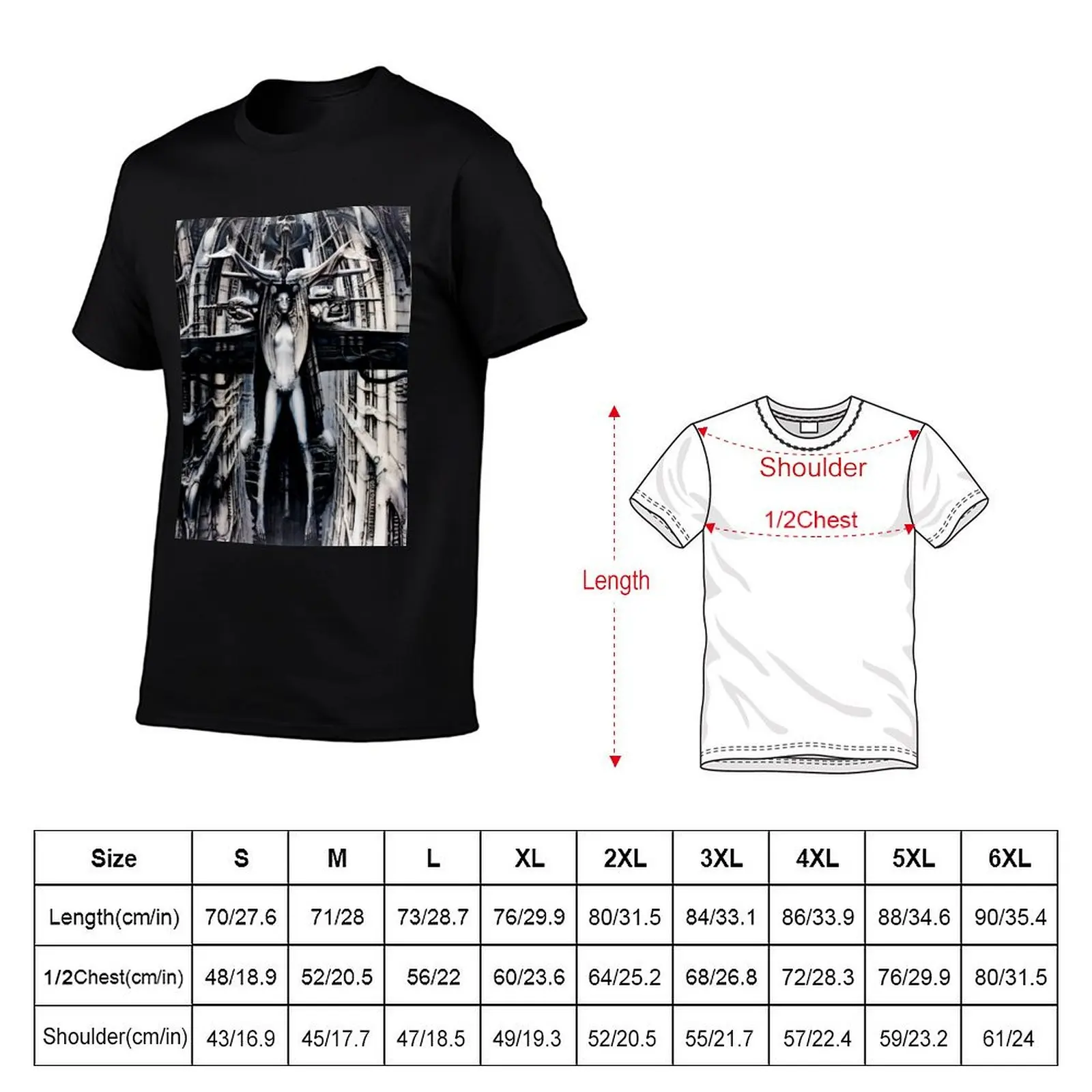 HR Giger Steampunk Xenomorph T-Shirt Big Size Short Sleeve Tee for Men
