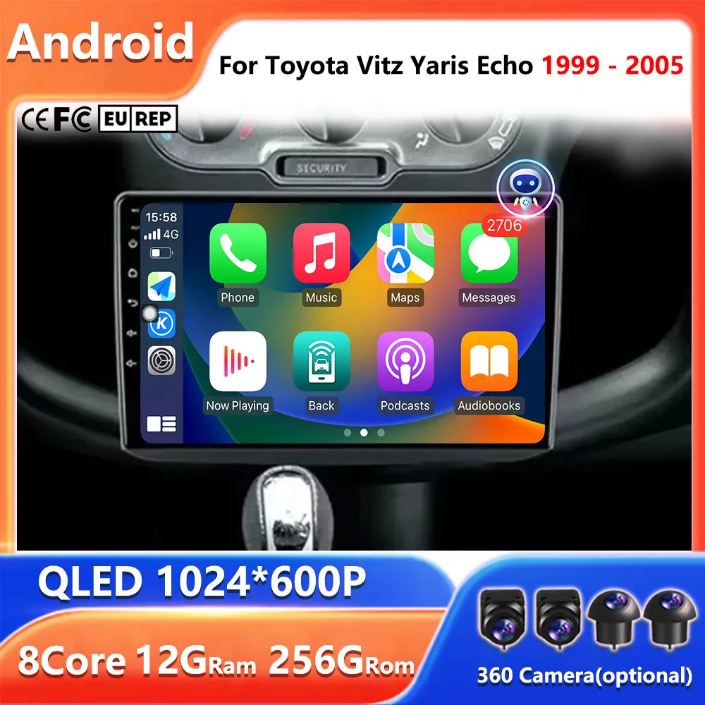 

7" Android 15 Car Radio For Toyota Vitz Yaris Echo 1999 - 2005 Video Multimedia Player GPS Navigation Carplay Auto radio