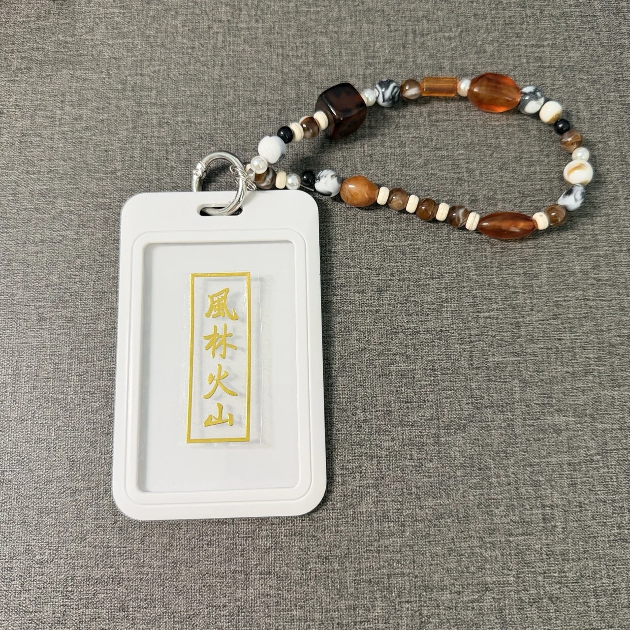 Glass Amber Rock Buddha Pattern Metal Phone Sticker  Lanyard Anti-lost Lucky Card Holder
