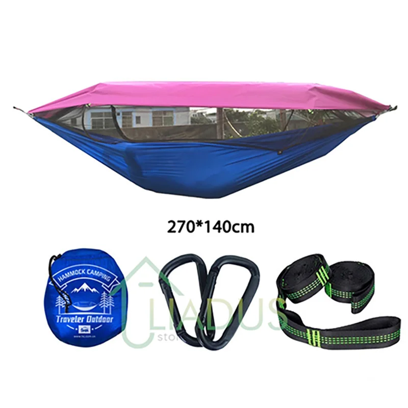 

Двойной уличный парковый лесной солнцезащитный козырек для кемпинга, противомоскитный гамак 2,7 м х 1,4 м, 210 т, 70D, нейлоновая ткань с полиэфирной сеткой