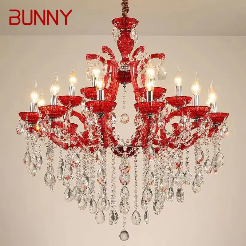 

BUNNY LuxuriousCandle Pendent Lamp European Style Crystal Lamp Art Living Room Restaurant Villa Staircase Duplex Building