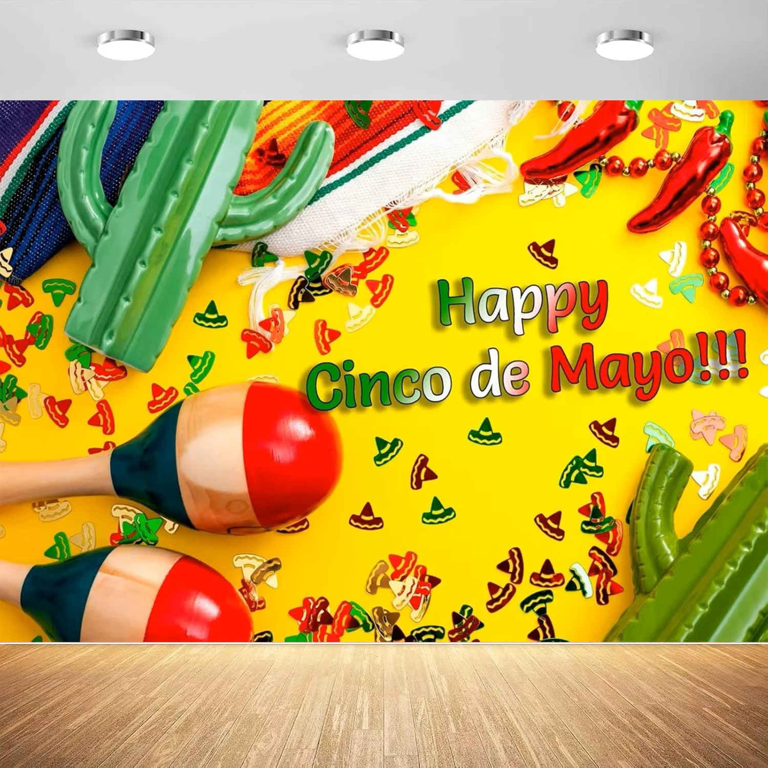 Photography Backdrop Mexican Fiesta Poster Cinco De Mayo Banner Carnival Colorful Flags Striped Floral Table Decor Background