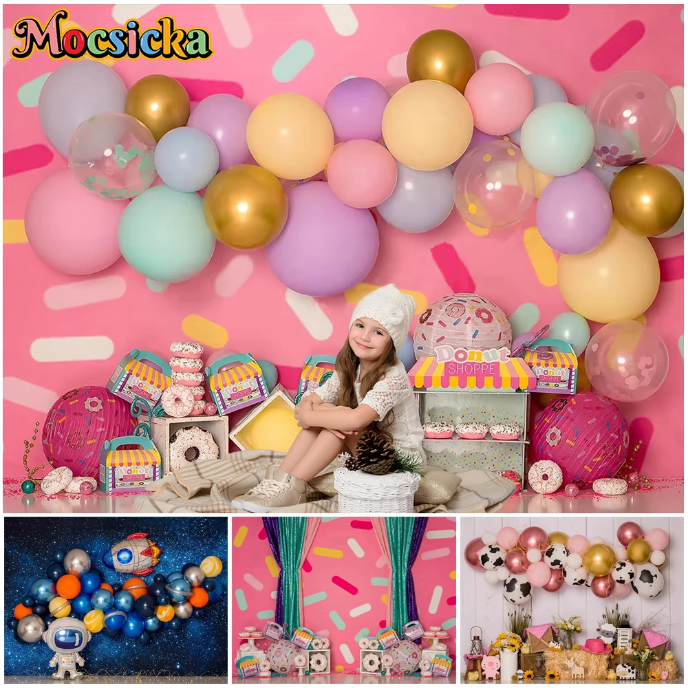 

Mocsicka Birthday Balloons Backdrop For Photography Cake Smash Party Supplies Decorations Baby Shower Portrait Photo Background