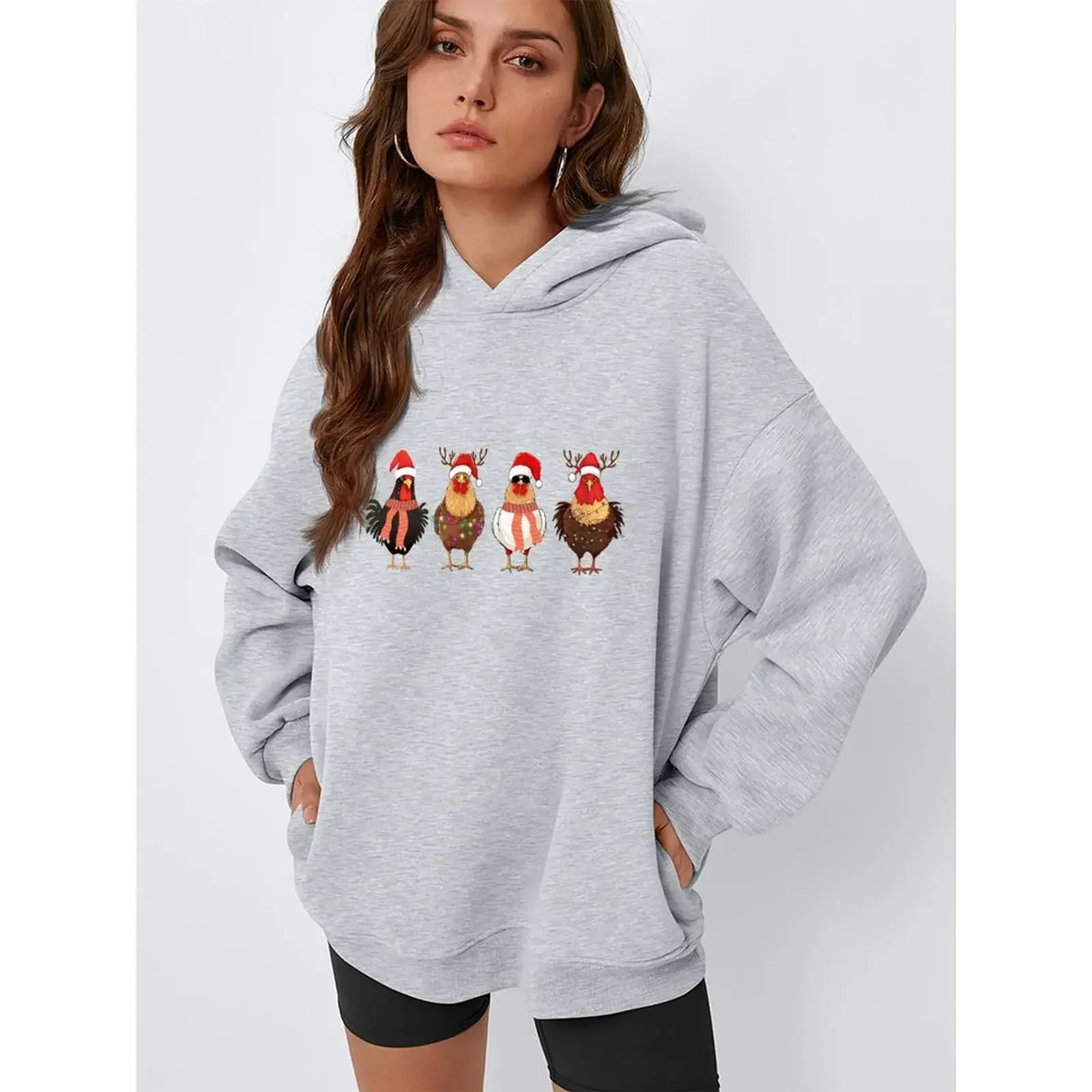 

Women Sweatshirt Loose Pullover Hoodies Winter Casual Printed Pattern Comfortable Fabric Christmas Long Sleeved Pullovers