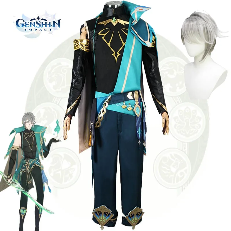 Game Genshin Impact  Al Haitham Cosplay Costume Outfit Wig Cloak Full Set Anime Halloween Carnival Party for Women Men Comic Con