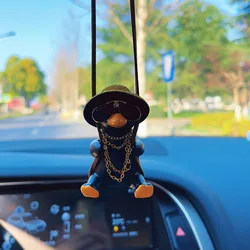 Car Interior Decoration Cute Swing Black Duck Auto Rearview Mirror Suspension Pendant Decoration For Women Car Accessories