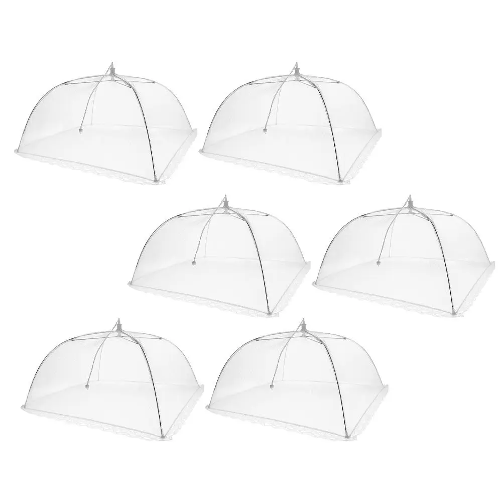 6Pcs Foldable Mesh Folding Dishes Cover Cuisine Protective Net Food Cover for Home Cookouts Picnic Mesh Folding Dishes Covers