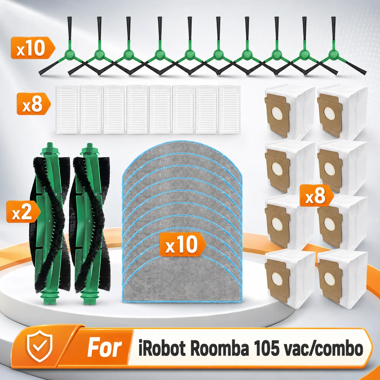 Fit For IRobot Roomba 104/105/105 X/ Vac&Combo Essential Y0140 Y0110 Vacuum Mop Parts Main Brush Filter Side Brush Mop Bag