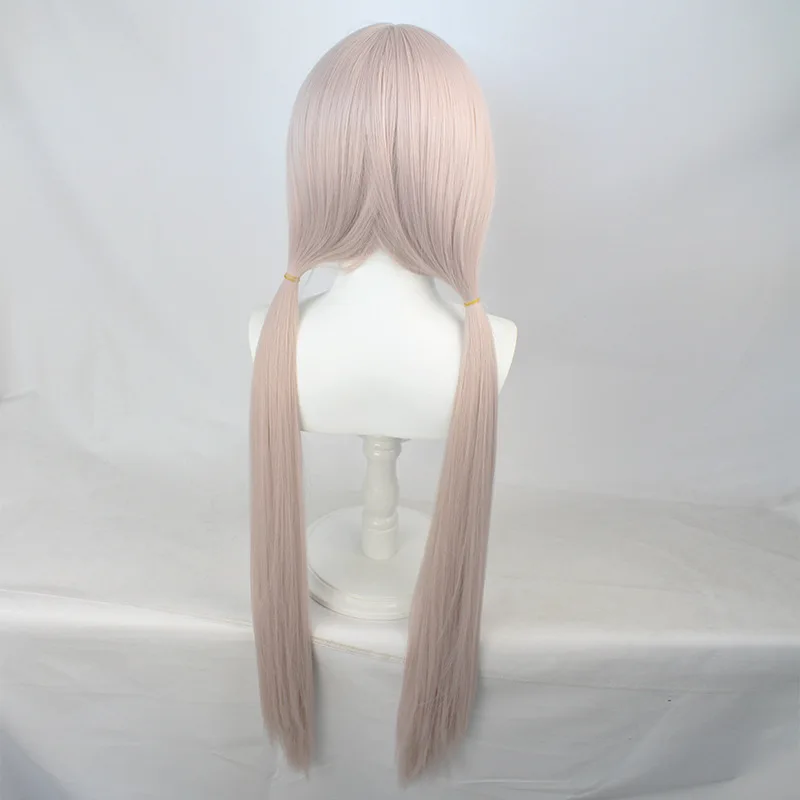 Anime Nekopara Cosplay Wig Vanilla Cosplay Wig Long Double Ponytail Hair Heat Resistant Synthetic Fiber Wig with Rose Net Cap