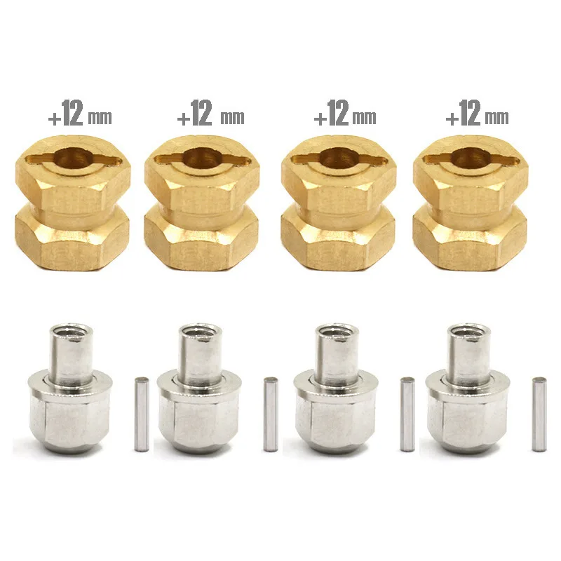 4pcs 12mm/15mm/17mm  Brass Hex Wheel Widener Adapter Set for 1/10 RC Crawler Axial SCX10 D90 D110 Wraith RR10 Tundra Tamiya