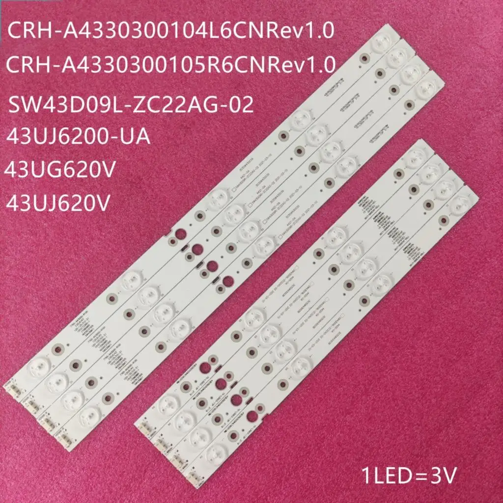 100% nowy 8 sztuk/zestaw listwy LED dla 43 TV 43UJ620V ZA BEEYLJP 43UJ620V-ZA.BEEYLJP 43UJ620V ZA BEUYLJP 43UJ620V-ZA.BEUYLJP