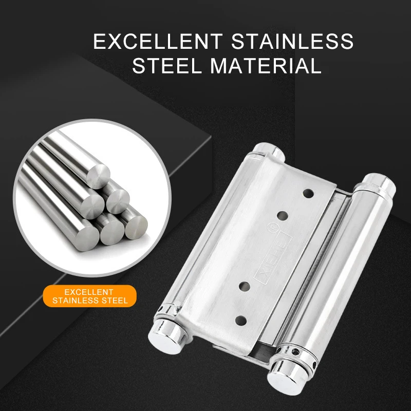 Stainless Steel Double Spring Hinge Cowboy Door Hinge Automatic Door Closing Bar Bi-directional Opening Hinge Fence Gate