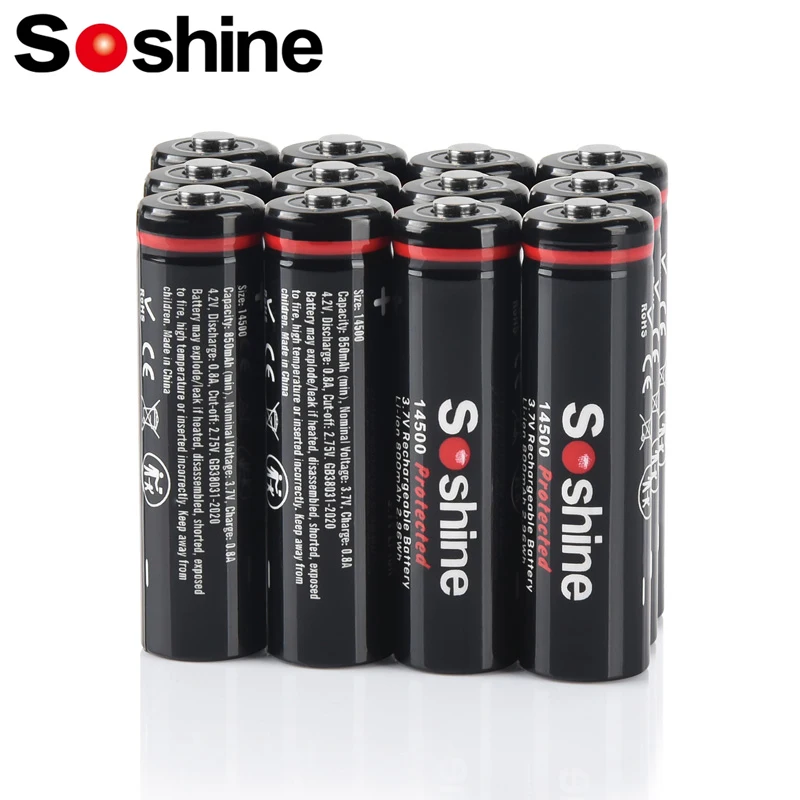 Soshine AA Rechargeable Lithium Ion Battery 3.7V 800mAh 14500 Battery with Protected for Electric Toothbrush Razor Small Fan Toy