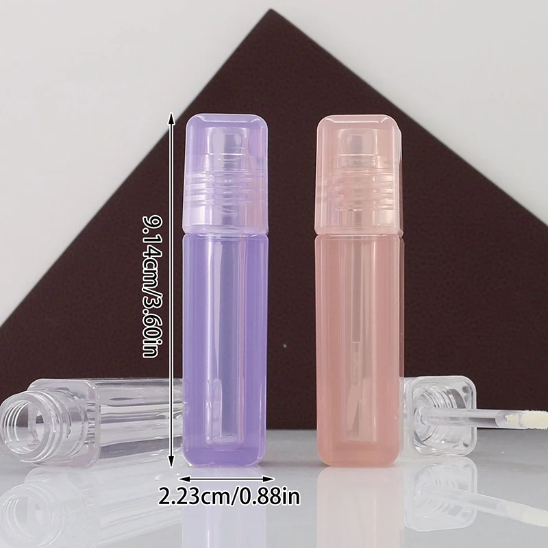 Tubo de brillo de labios vacío cuadrado de 5ml, botella rellenable de plástico, contenedor de lápiz labial líquido, brillo de labios, Mini botella de muestra, herramientas para el cuidado de la piel