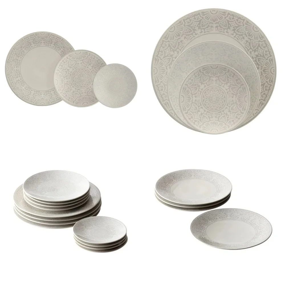 

Ceramic Tableware Set12 Piece Gray Stoneware Dinnerware Set Modern Havana Style Perfect for Everyday Use and Entertaining