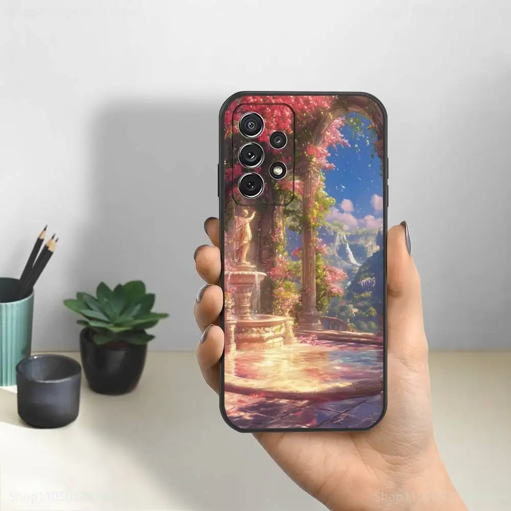 Funda de teléfono de arte romántico griego antiguo para Samsung S25,S24,S23,S22,S21,S20,S10,Ultra,Plus,Lite,FE, funda negra de silicona suave