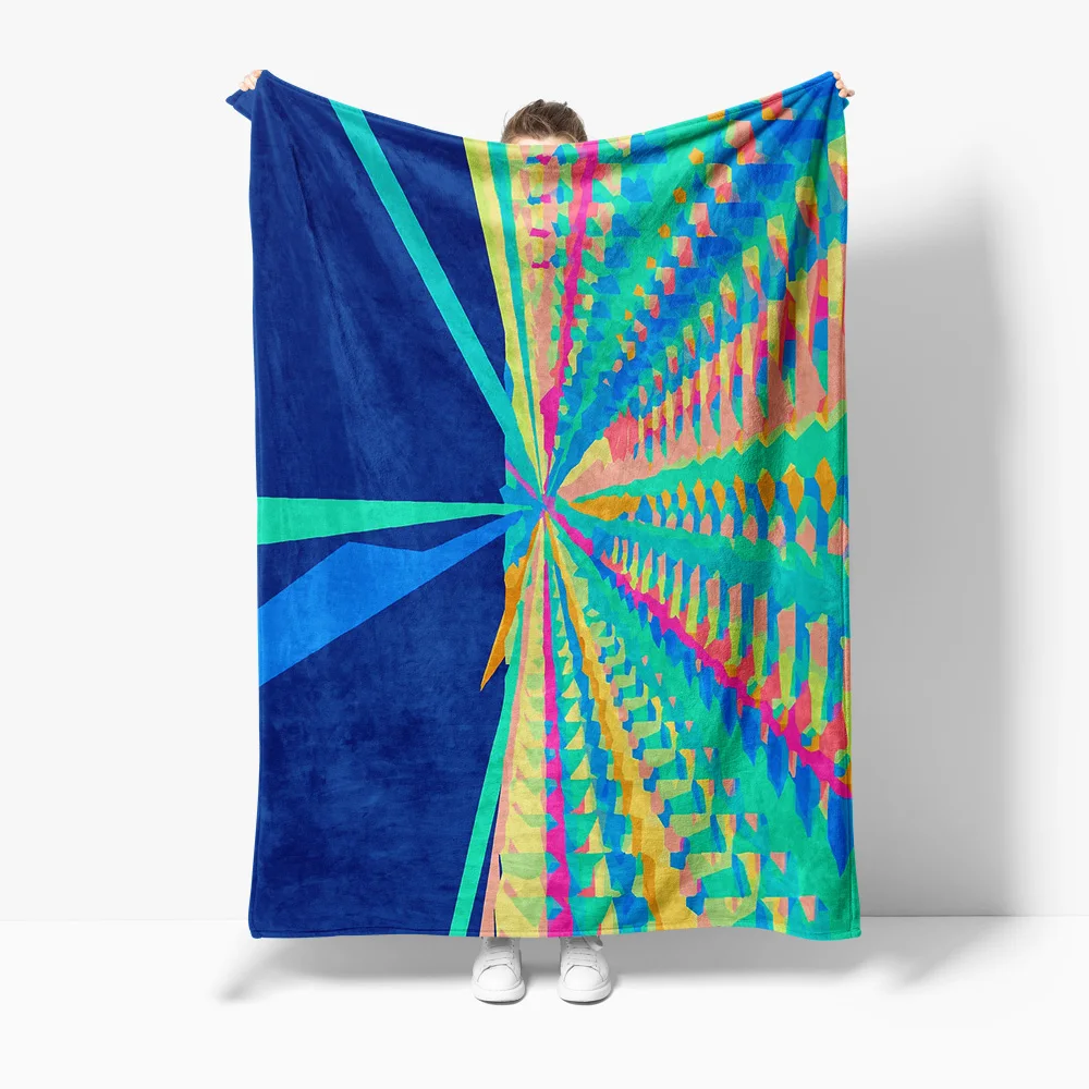 

Красочное флисовое одеяло с геометрическим принтом тай-дай, одеяло для дивана-кровати, подарок для женщин и девочек-подростков