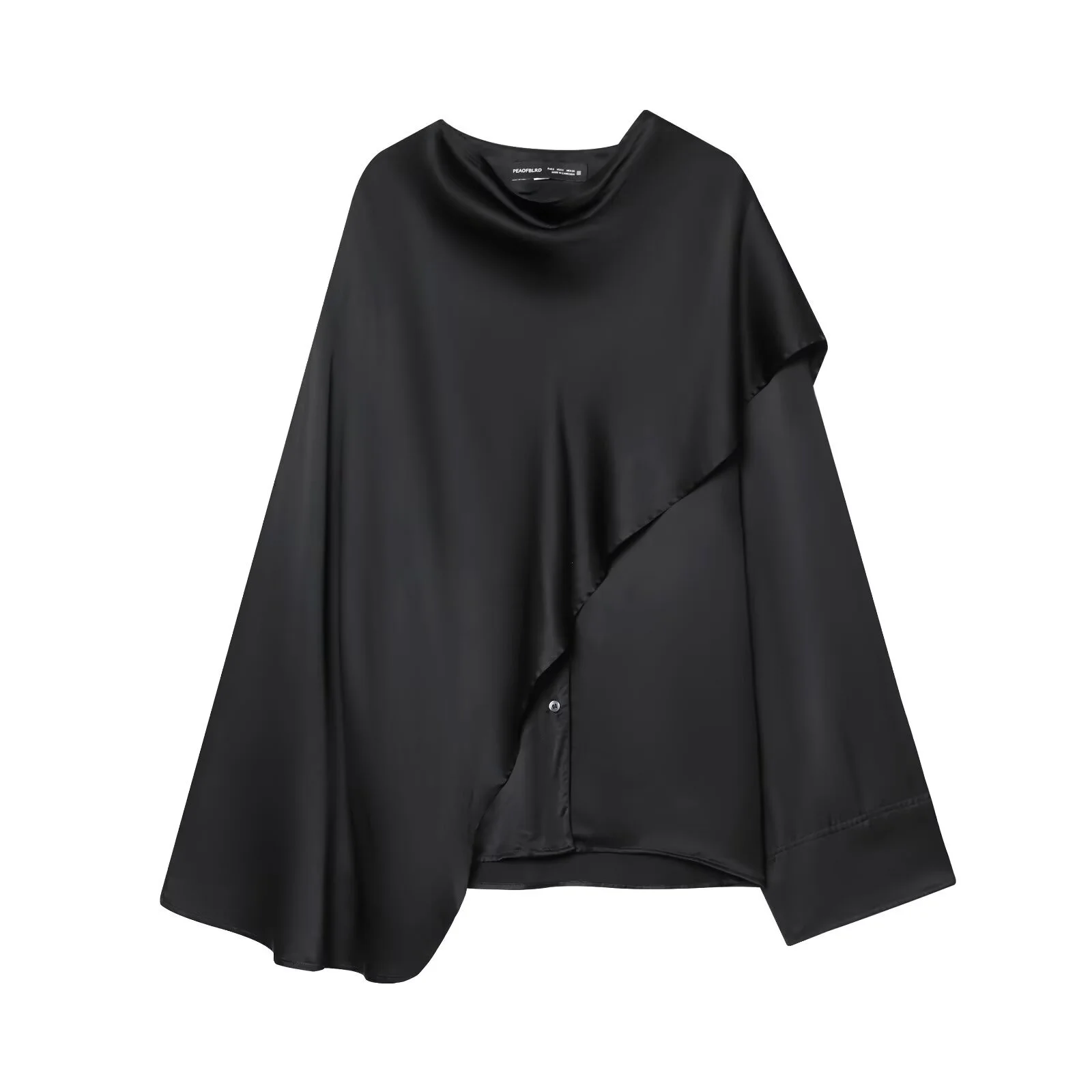 

European and American 2025 winter new women's clothing loose casual temperament simple long sleeved shirt cloak top