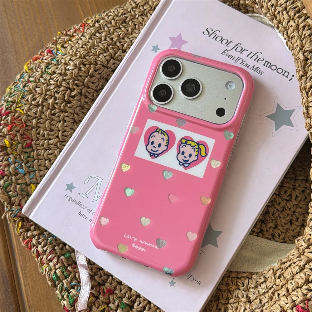 

Korean Lovely Cartoon Cute Phone Case for iPhone 13 14 15 16 17 16 Pro 17 Pro Max Cover Fashion Shockproof Cover Kawaii Cases