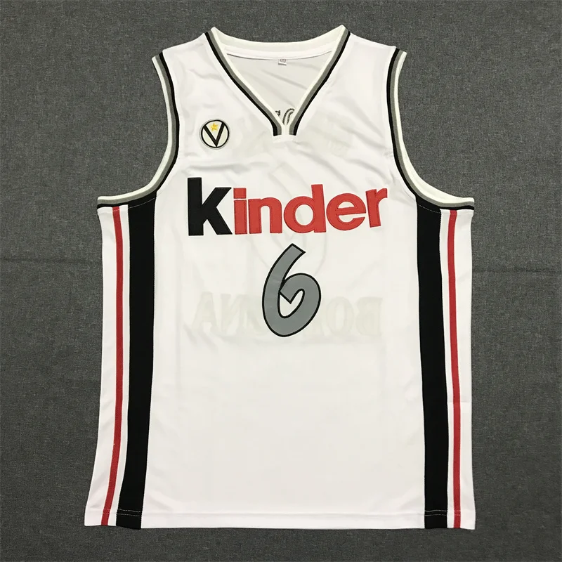 Men Basketball Jerseys Kinder 6 Ginobili Bologna Jersey Cheap High-quality Outdoor Sports Sewing Embroidery White