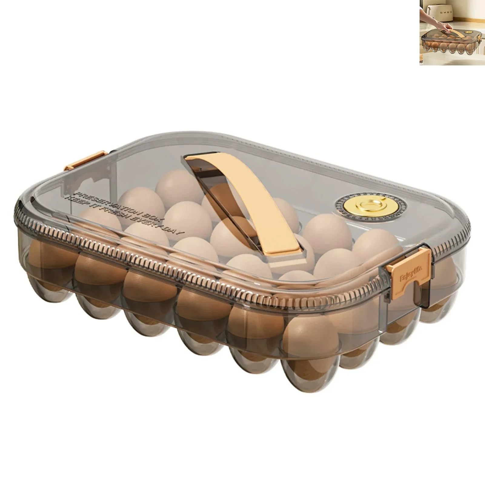 Egg Storage Box Thickened Plastic Refrigerator Freezer Timer Egg Organizer
