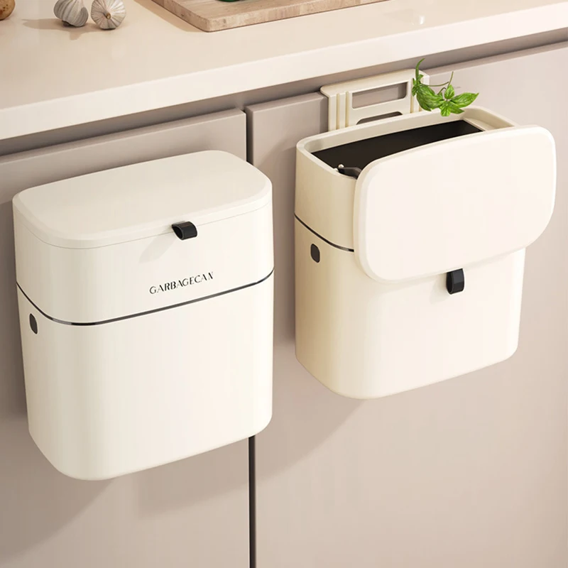 

Kitchen Wall Hanging Trash Can With Convenient Clamshell Lid Household Toilets Large Wall Mounted Garbage Bin Cabinet Trash Cans
