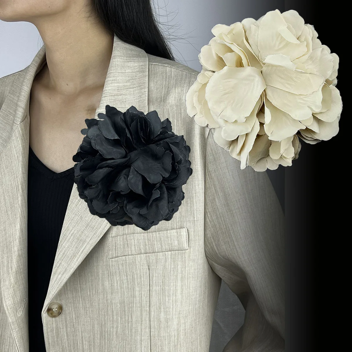 12cm Korean Handcrafted  Fabric Flower Brooch - Expertly Handcrafted Unique Corsage Clothing Accessories for Women