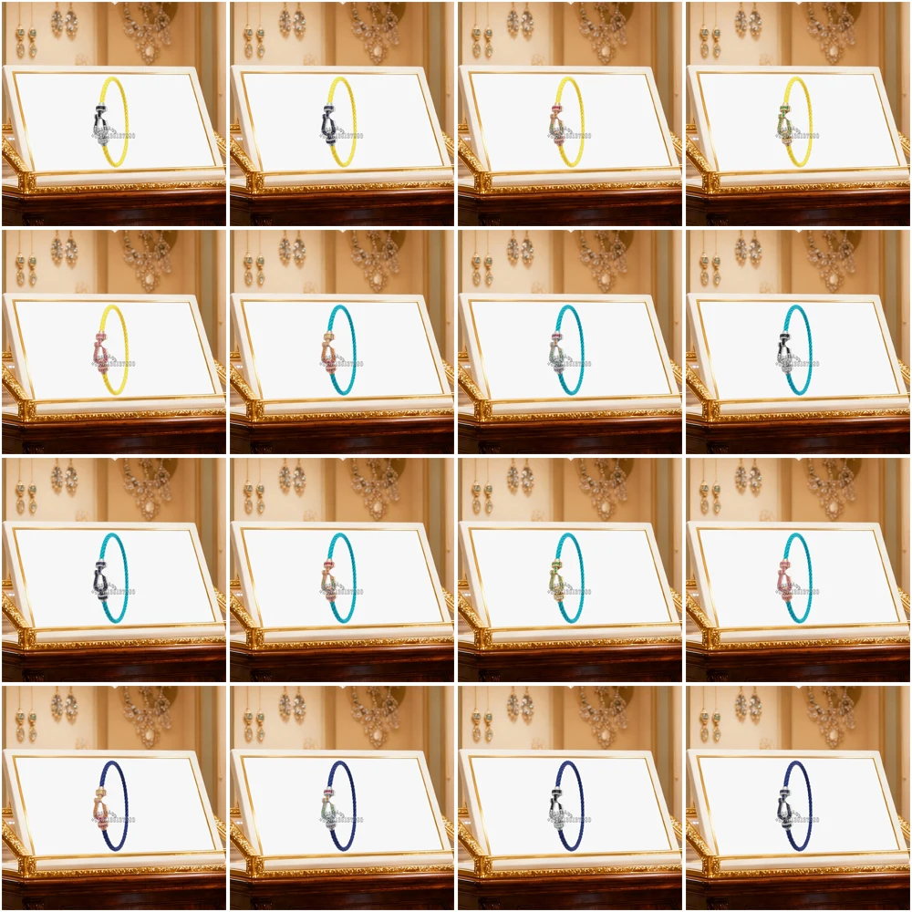 

Gryan 2025 New Color Zircon M new Horseshoe Blue Nylon Bracelet female Suitable Daily Wear Party Gifts Luxurious Couple Jewelry