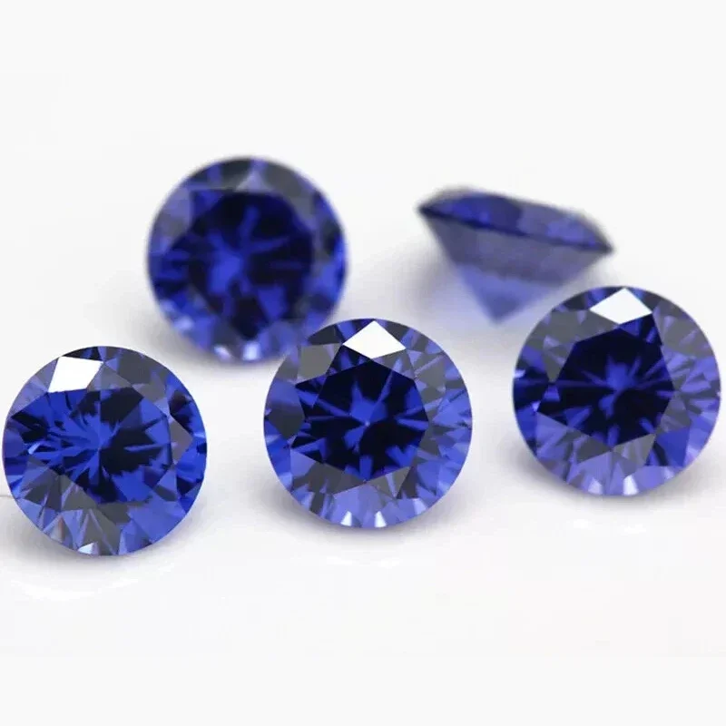 قطع طبيعي الياقوت الأزرق قطع مستديرة اكسيد الالمونيوم الاصطناعية 100% تمرير الماس القلم اختبار صنع المجوهرات أحجار كريمة مفكوكة