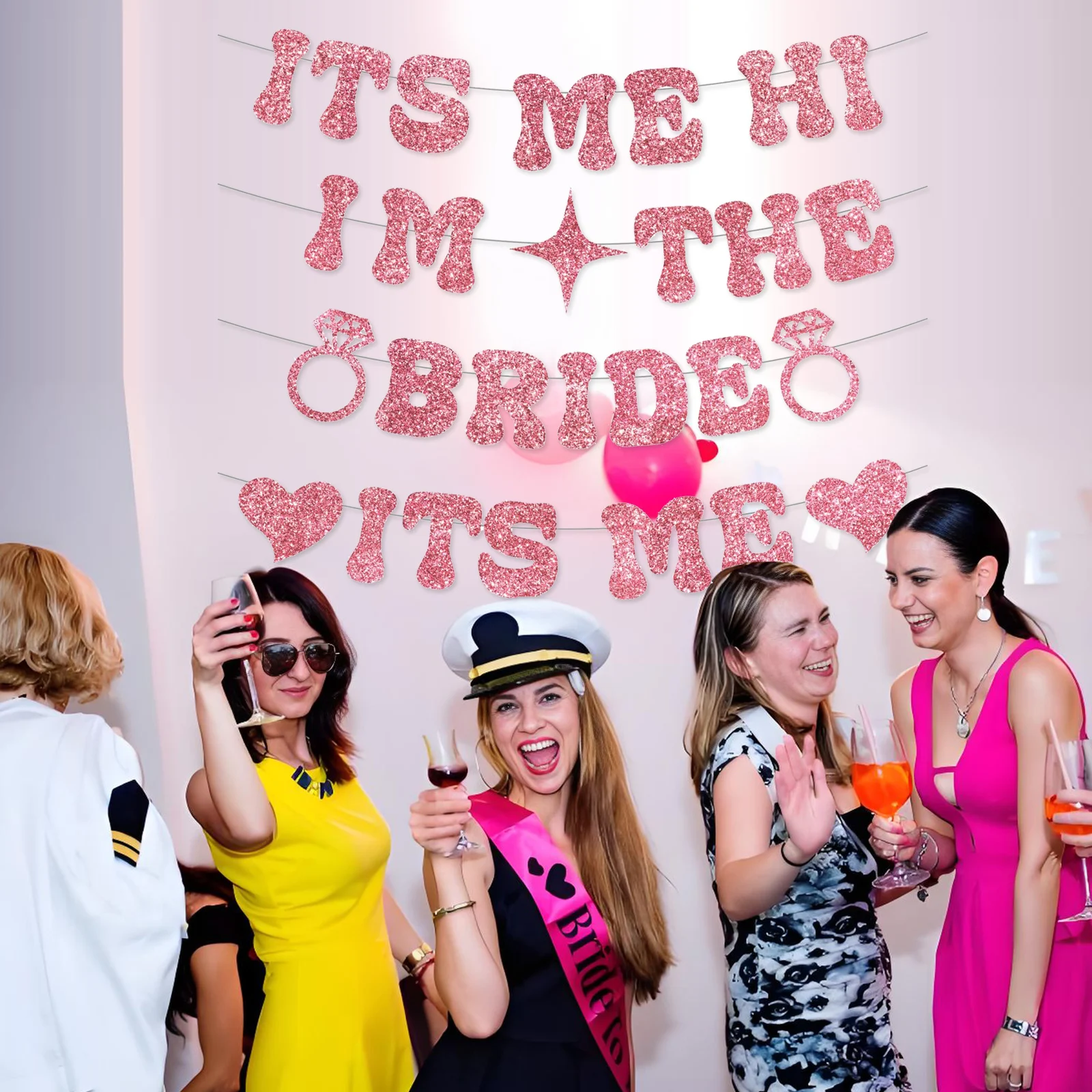 Glitter Bachelorette Party Decorations, Rose Gold Its Me Hi Im the Bride Its Me Bachelorette Party Banner, Bride Banner