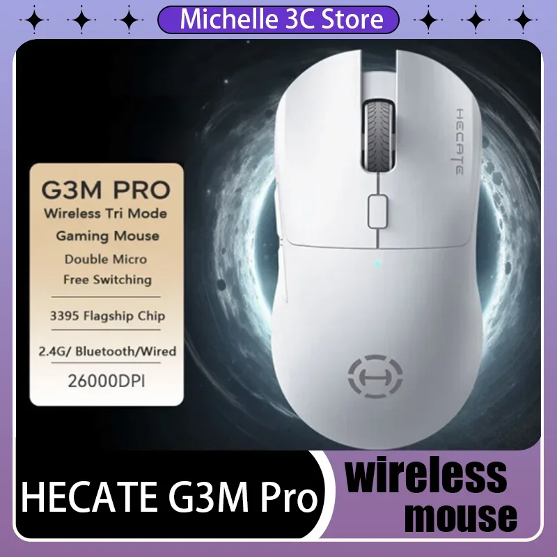 HECATE G3M Pro Wireless Bluetooth Mouse 3Mode Silent Lightweight PAW3395 26000DPI Low Delay Office Esports Double Microswitch