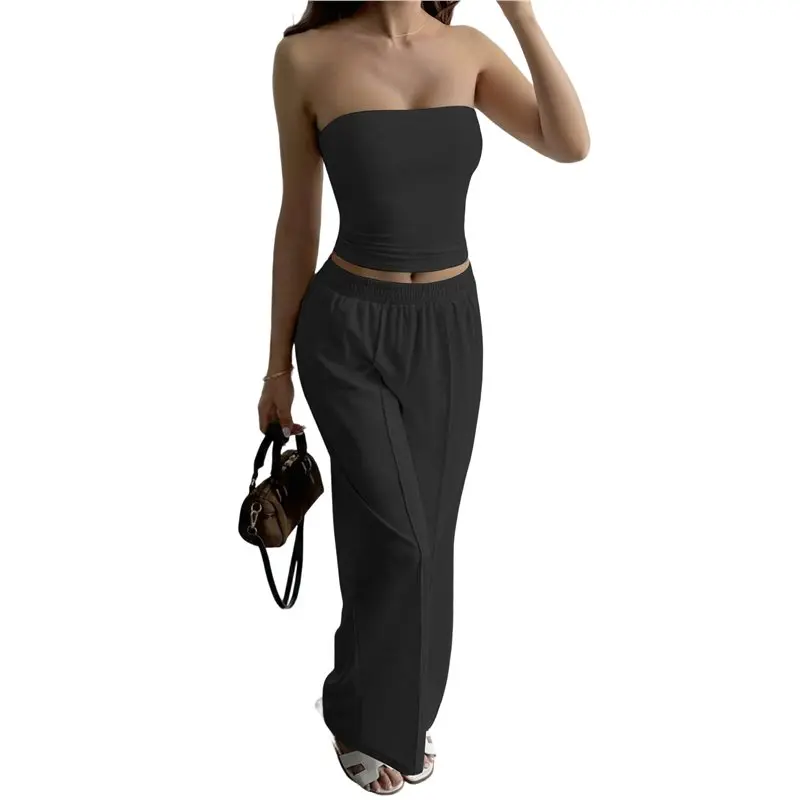 

Женский комплект CYL: топ-бюстье и повседневные брюки для отпуска, летний наряд из двух предметов