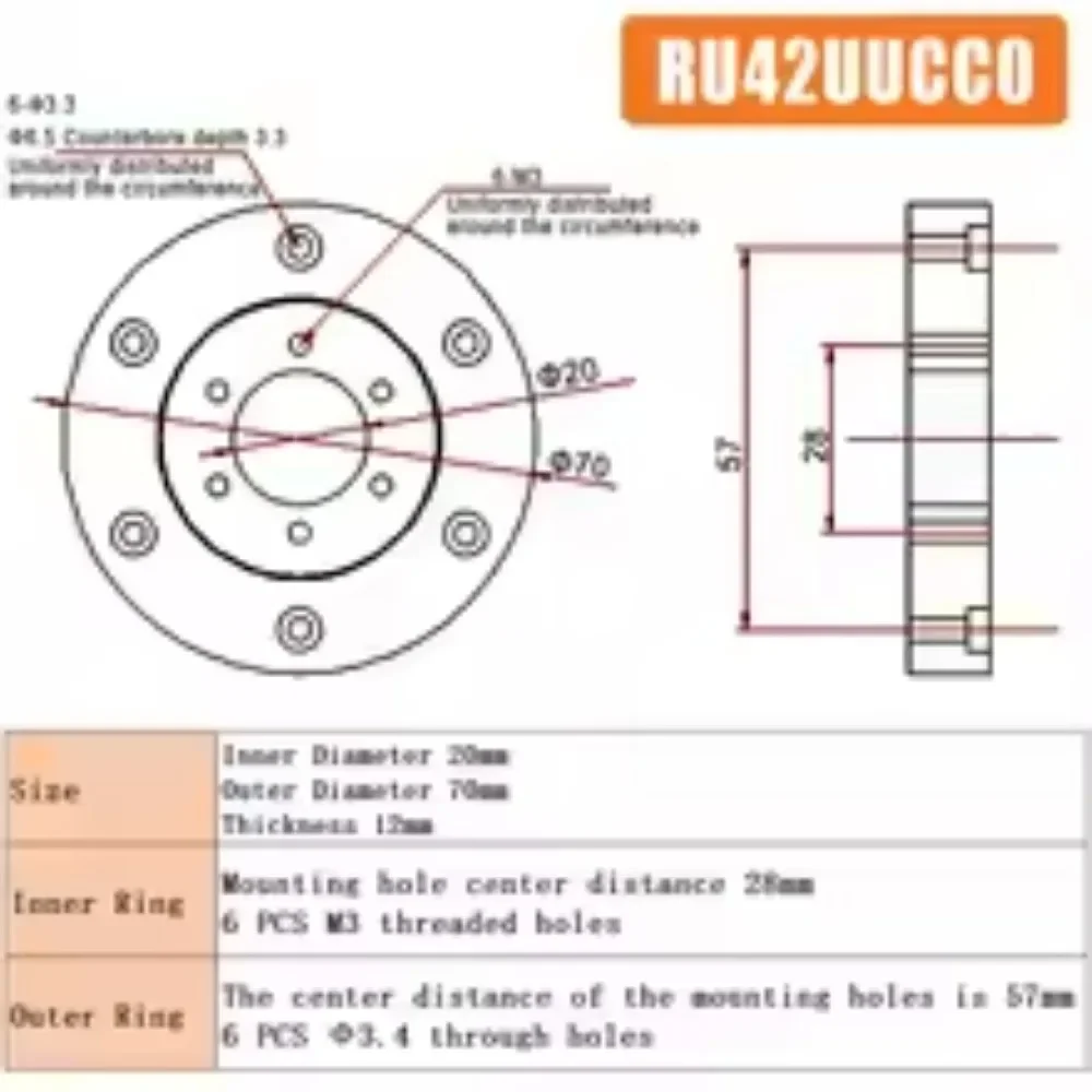 nuovo prodotto RU28 RU42 RU66 RU85 RU124 RU148 Precisione di rotazione P5 Cuscinetto a croce 1PC Cuscinetto a rulli incrociati novità