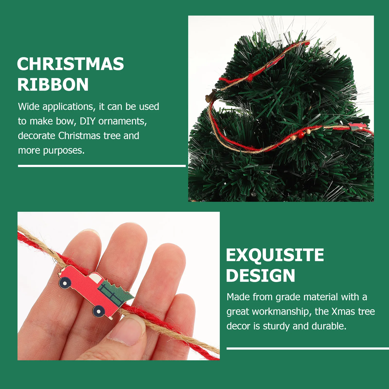 

Multi-Functional Christmas Ribbon Ornament Durable Safe Xmas Decorative Ribbons for Handmade DIY Gift Wrapping Xmas Tree Decor
