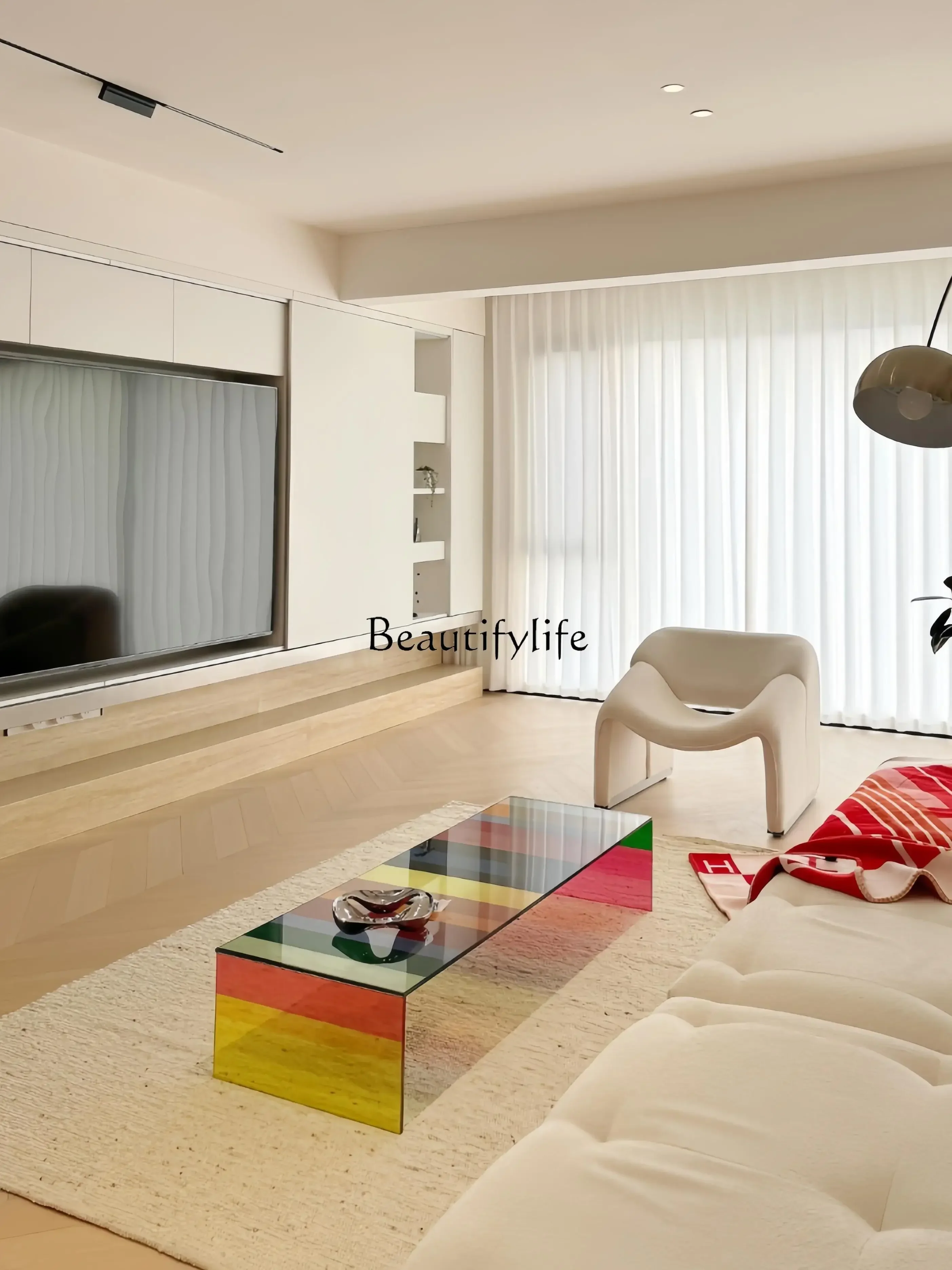 

.GG8Rainbow Coffee Table Living Room Designer Furniture Glass Bay Window Tatami Tea Table