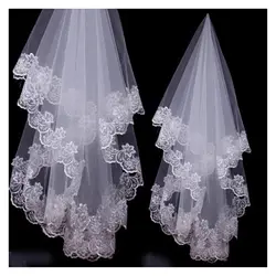 New Style Fresh Looking Lace Applique Edge One Layer Long Wedding Veil Bridal Veil Bridal Accessories Drop Veil 2023