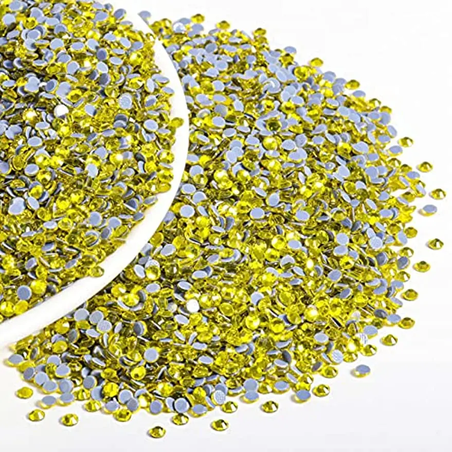 Beadsland Hotfix Rhinestones 14400pcs  for Crafts Clothes DIY Decoration, Citrine/Lemon Yellow, SS10, 2.7-2.9mm