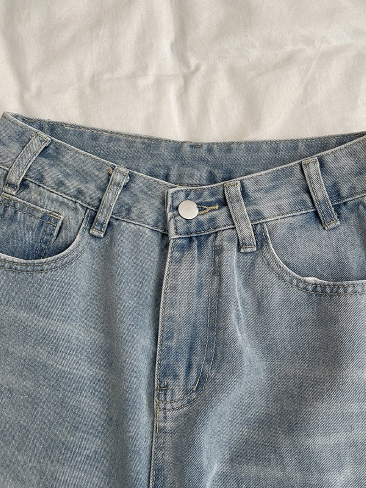 Verão gradiente lavado jeans 2025 nova versão coreana feminina cintura alta calças de perna larga moda versátil calças de comprimento de panturrilha
