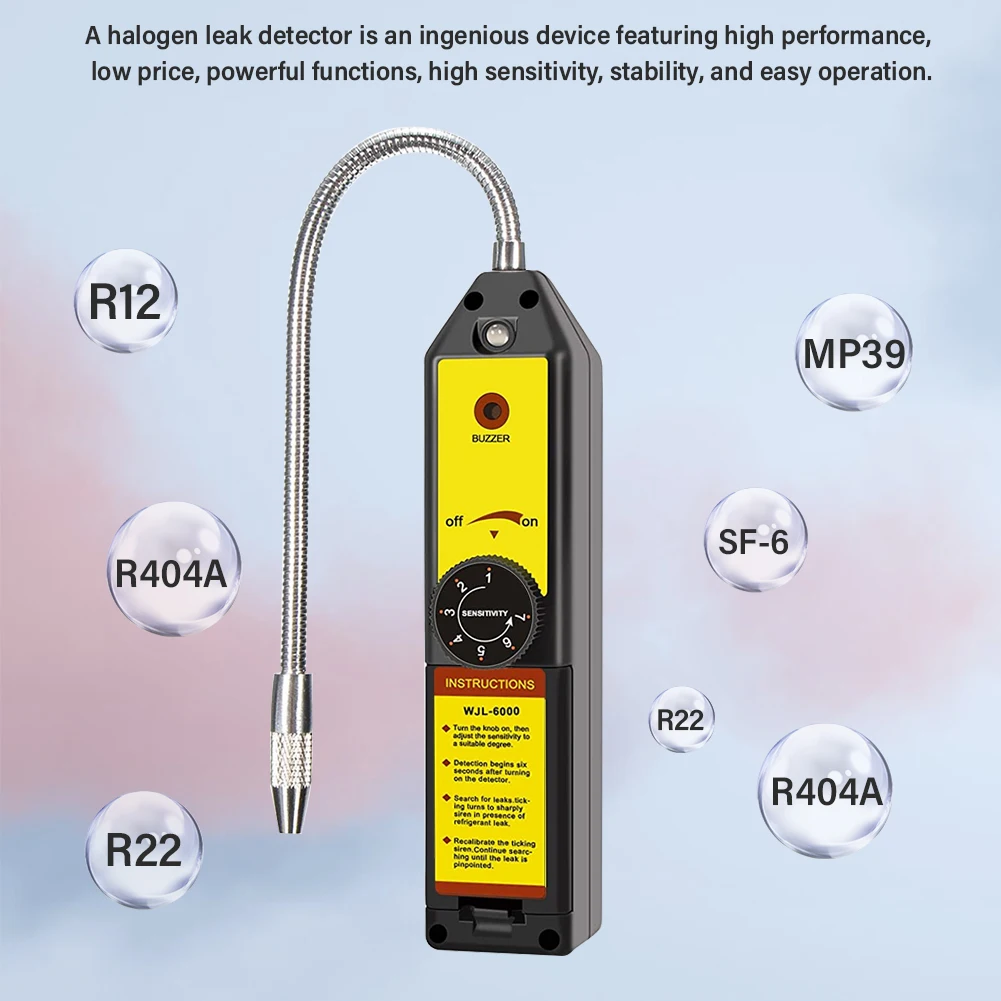 WJL-6000 Freon Leak Detector Refrigerant Halogen Leak Detector Air Conditioner HCFCs Gas Tester Detection Tool