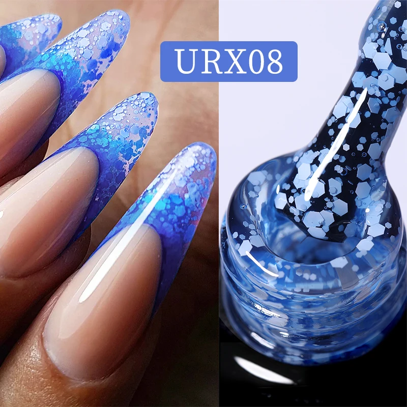 UR SUGAR 7ml Snow Flake Gel Nail Polish UV LED Semi Permanent Blue Green Pink White Snow Sequins Nails Art Design Varnish