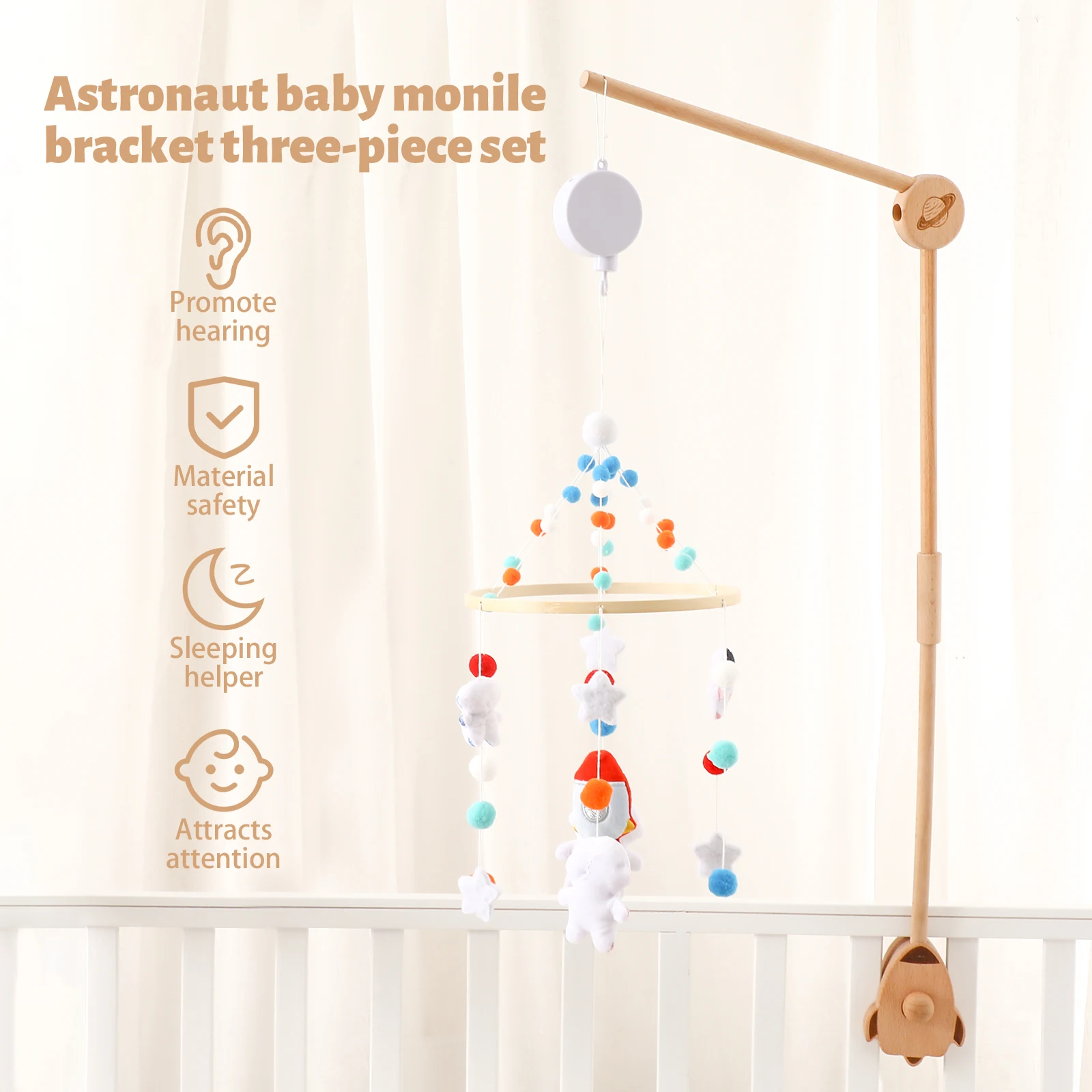 New Rattle Toy 0-12 Months Wooden Mobile On The Bed Newborn Music Box Bed Bell Hanging Toys Holder Bracket Infant Crib Boy Toy